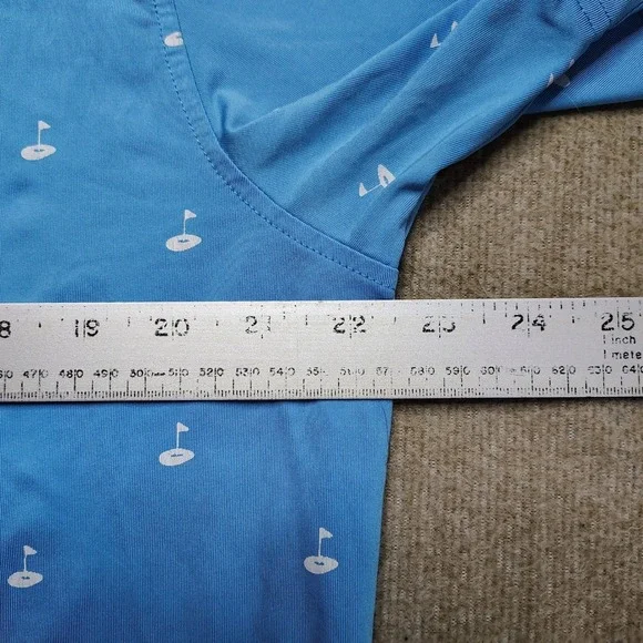 FootJoy Polo Shirt Mens Large Blue Athletic Fit Golf Flag Print Performance - Picture 6 of 8